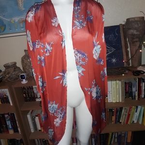 2 NWOT Floral Kimonos - Orange and Blue